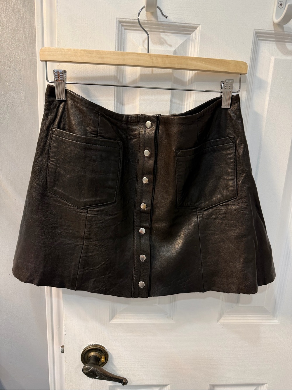 Reformation Leather Mini Skirt Black Size 6 Like New